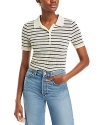 Rag & Bone Viola Stripe Cotton Blend Polo Sweater In Turtle Dove Multi