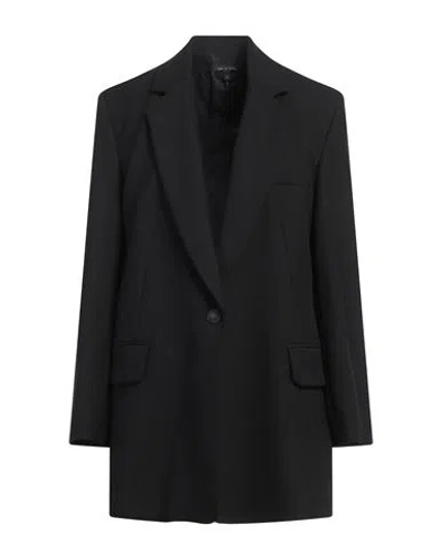 Rag & Bone Woman Blazer Black Size 12 Viscose, Polyester, Elastane