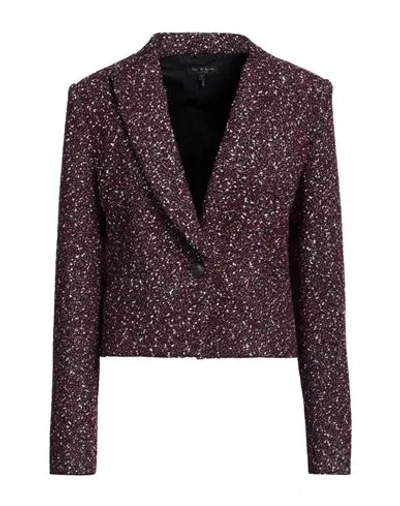 Rag & Bone Woman Blazer Plum Size 6 Wool, Polyester, Acrylic, Nylon In Red