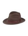 Rag & Bone Woman Hat Dark Brown Size L Wool, Cow Leather