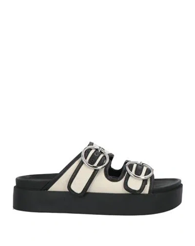 RAG & BONE RAG & BONE WOMAN SANDALS IVORY SIZE 7.5 LEATHER, TEXTILE FIBERS