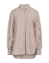 Rag & Bone Maxine Cotton Button Down Stripe Shirt In Brown Stripe In Beige