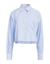 Rag & Bone Morgan Cropped Striped Cotton-poplin Shirt In Blue