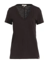 Rag & Bone Woman T-shirt Dark Brown Size L Pima Cotton