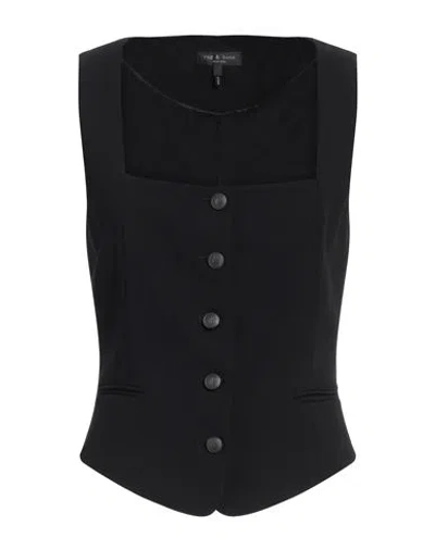Rag & Bone Woman Tailored Vest Black Size 8 Triacetate, Polyester