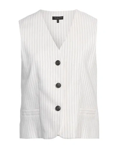 RAG & BONE RAG & BONE WOMAN TAILORED VEST WHITE SIZE L COTTON, LINEN
