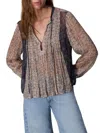 Rag & Bone Amaris Print Metallic Top In Beige Multi