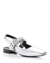 Rag & Bone Astra Metallic Buckle Slingback Ballerina Flats In Silver