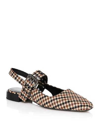 Rag & Bone Astra Houndstooth Buckle Slingback Ballerina Flats In Tan Multi