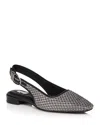 Rag & Bone Astra Mesh Rhinestone Slingback Ballerina Flats In Grey Denim