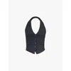 Rag & Bone Ethel Cropped Halterneck Stretch-woven Gilet In Black