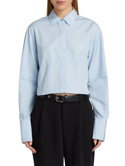 Rag & Bone Women's Claudia Cropped Poplin Shirt In Light Blue