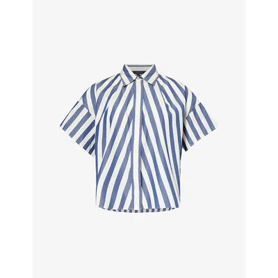 Rag & Bone Martha Striped Boxy-fit Cotton-poplin Shirt In Dkblustrp