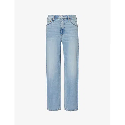 Rag & Bone Womens Harlow Straight-leg Mid-rise Stretch Jeans Lou1 In Blue