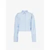 Rag & Bone Claudia Crop Button-up Shirt In Ltblue