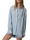Rag & Bone Maxine Stripe Linen Button-up Shirt In Blue