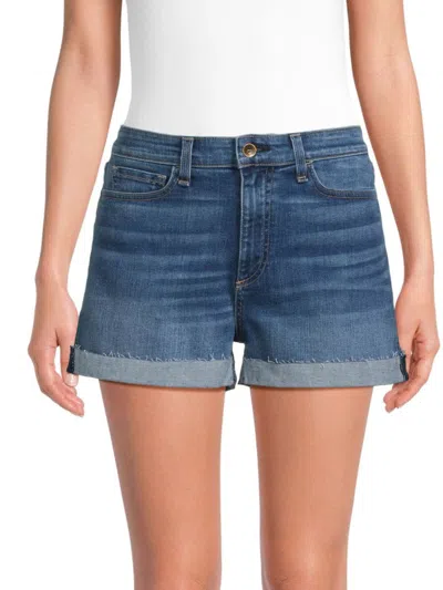 Rag & Bone Women's Mid-rise Cuffed Raw-edge Denim Shorts In Medium Wash