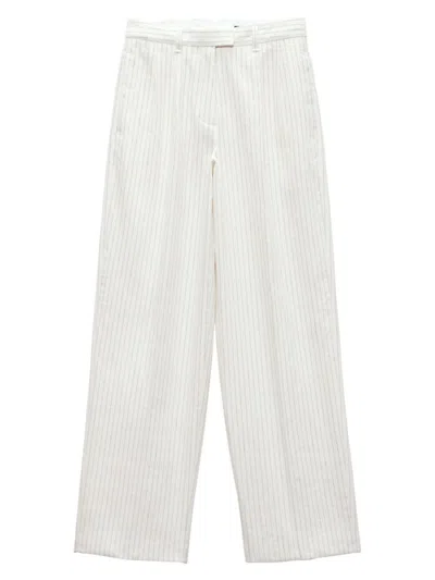 Rag & Bone Women's Newman Stripe Cotton-linen Pants In White Stripe