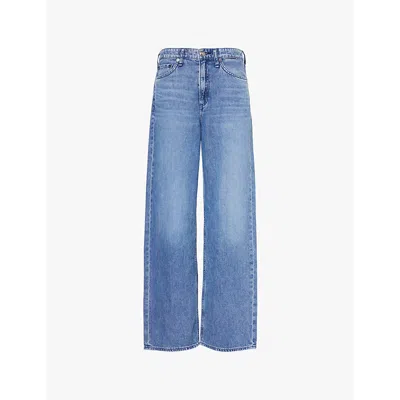 RAG & BONE WOMENS RIVER FEATHERWEIGHT LOGAN WIDE-LEG MID-RISE DENIM-BLEND JEANS