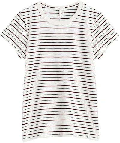 Rag & Bone Women's The Slub Stripe Short Sleeve Crew Neck T-shirt, White