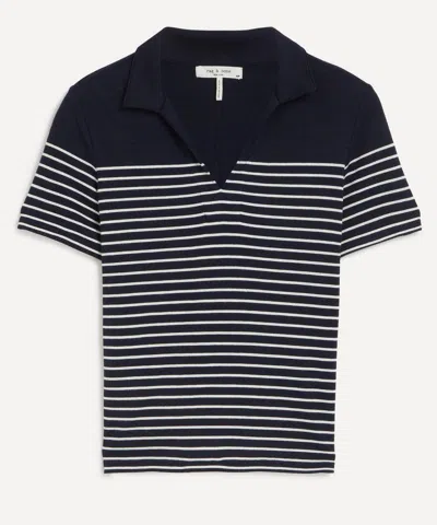 RAG & BONE RAG & BONE WOMEN'S THE STRIPE KNIT SHORT SLEEVE POLO