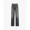 Rag & Bone Miramar Sofie Wide-leg High-rise Cotton Trousers In Washed Bla