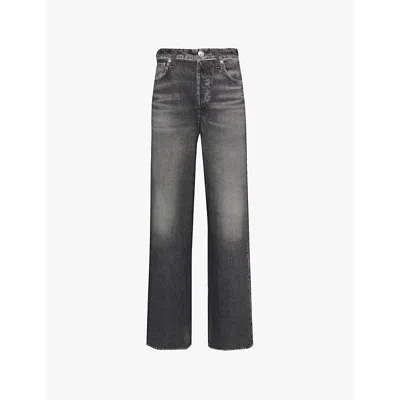 Rag & Bone Miramar Sofie Wide-leg High-rise Cotton Trousers In Washed Bla