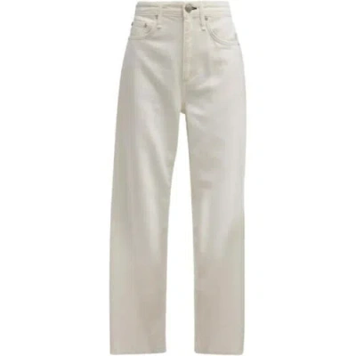Pre-owned Rag & Bone Women Wide Leg Jeans Featherweight Logan Mid Rise Relaxed Fit Ecru In White