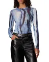 Rag & Bone Yana Mesh Long Sleeve Top In Blue Multi