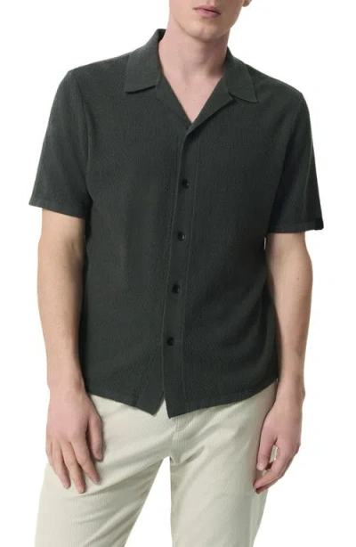 Rag & Bone Men's Zigzag Zuma Toweling Camp Shirt In Dark Grey