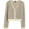 Rag & Bone Zoey Stripe Open Stitch Cotton Blend Cardigan In Beige Multi