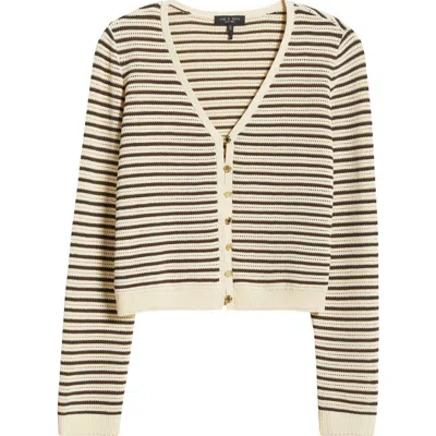 Rag & Bone Zoey Stripe Open Stitch Cotton Blend Cardigan In Beige Multi