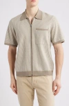 Rag & Bone Zuma Jacquard Stripe Short Sleeve Knit Zip-up Shirt