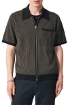 Rag & Bone Zuma Jacquard Stripe Short Sleeve Knit Zip-up Shirt
