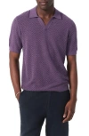 Rag & Bone Zuma Johnny Collar Chevron Terry Cloth Polo In Purple