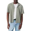 Rag & Bone Zuma Pointelle Short Sleeve Knit Camp Shirt In Gray