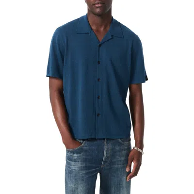 Rag & Bone Zuma Pointelle Short Sleeve Knit Camp Shirt In Mnlt