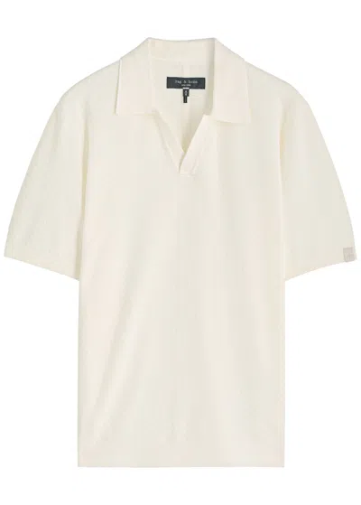 Rag & Bone Zuma Terry Polo Shirt In White
