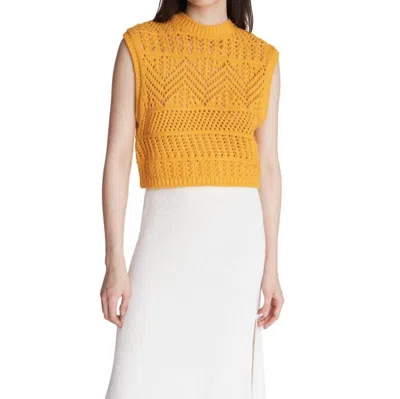 Rag & Bone Renee Cotton Sleeveless Crew Sweater In Deep Yellow