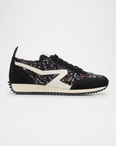 Rag & Bone Retro Boucle Mixed Leather Runner Sneakers In Black Multi