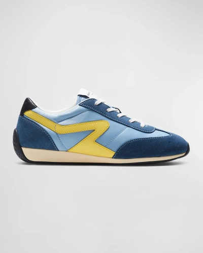 Rag & Bone Blue Retro Runner Slim Trainers In Denim Blue