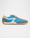 Rag & Bone Retro Mixed Leather Runner Sneakers In Electric Blue