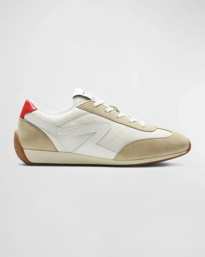 Rag & Bone Retro Mixed Leather Runner Sneakers In Offwht