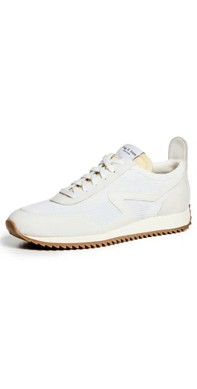 Rag & Bone Off-white Retro Runner Sneakers In Off-white/mint