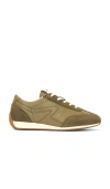 Rag & Bone Green Slim Suede Retro Runner Sneakers In Olive