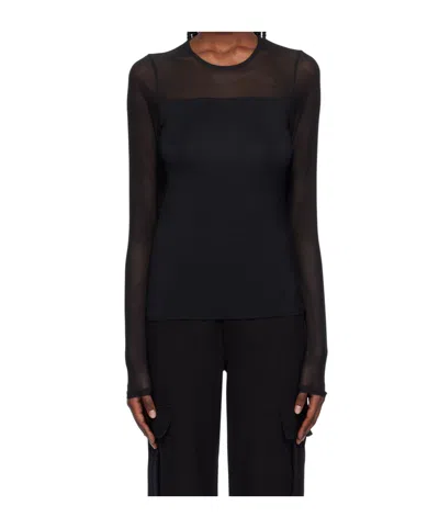 Rag & Bone Round Collar And Long-sleeved T-shirt In Black