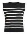 Rag & Bone Jen Striped Ribbed Cotton-blend Vest In Black