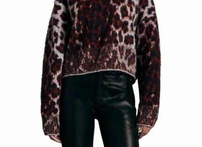 Rag & Bone Sarah Wool Crew Sweater In Leopard In Brown