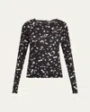 Rag & Bone Shaw Paneled Long-sleeve Top In Blkwhtmlti