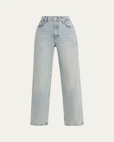 Rag & Bone Shea High-rise Relaxed Straight Embellished Jeans In 蓝色